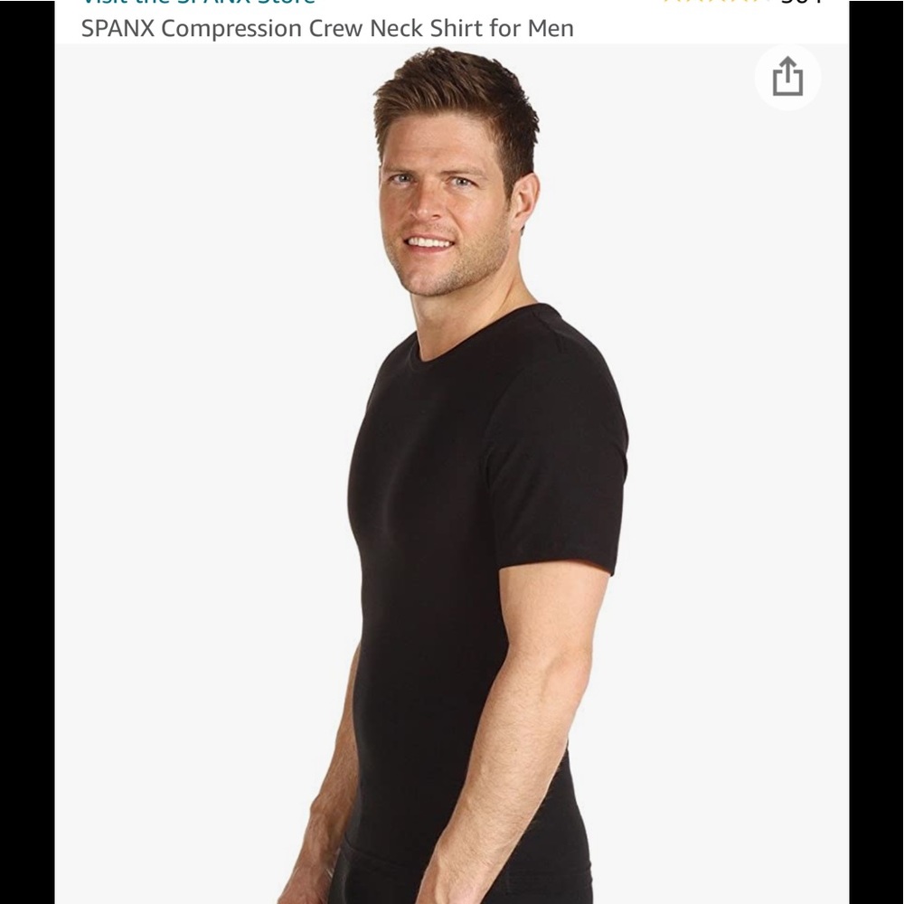 Spanx Compression Sculpt Stretch Cotton Crew Neck Shi… Gem